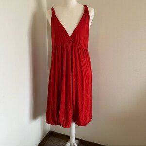 Red Vanity Bubble Dress Empire Waist Sleeveless with Twist Back XL